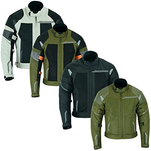 BOSmoto Herren Moto Motorradjacke Atmungsaktiver Rüstungsschutz Hochglänzende Reflexion für Sommer Frühling (XXL, Schwarz)