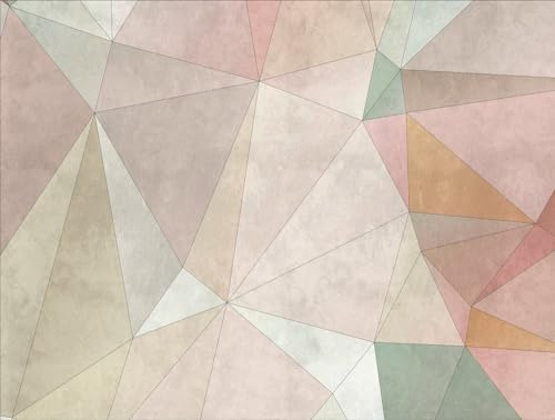 A.S. Création Livingwalls Fototapete Geometrisch Bunt Beige Rosa 382861 The Wall 3,71 m x 2,80 m Wohnzimmer Schlafzimmer Küche Esszimmer