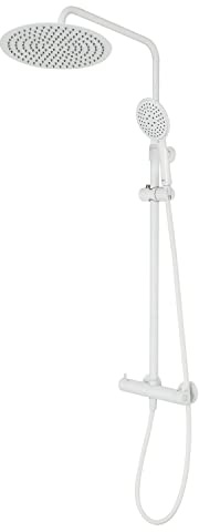 TIGER Twiss Duschsystem, Dusch Set inkl. Regendusche mit 30cm Durchmesser, Handbrause mit 3 Strahlarten, höhenverstellbare Duschstange, Brauseschlauch