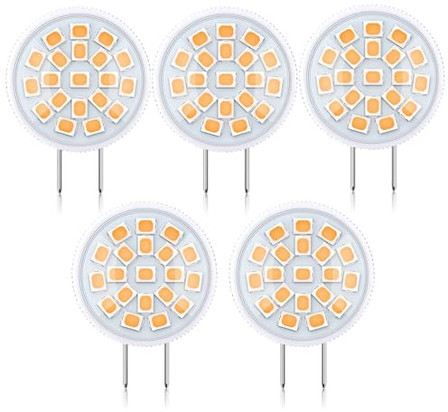 G8 LED Bulb G8 Mini Thin Puck Light Bulb 3.5Watt (35W Halogen Bulb Equivalent) T4 G8 Bi-Pin Base 120V 3000K Warm White G8 Bulb for Under Counter Kitchen Lighting, Under Cabinet Light (5-Pack)