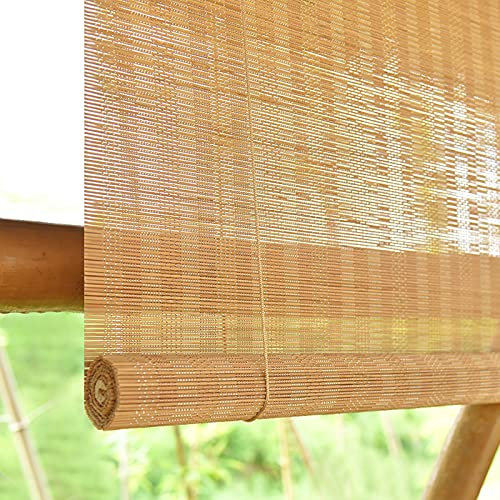 GeYao Natürliches Bambus-Raffrollo, Retro-Raffrollo, Lamellenfenster, handgewebter Verdunkelungsvorhang, atmungsaktiv/UV-Schutz, für Garten/Balkon/Fenster, anpassbar (Größe: 100 x 150 cm)
