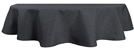 Tischdecke oval Leinenoptik 160x220 cm Lotuseffekt Tischwäsche Wasserabweisend Tischtuch Fleckenabweisend Bügelfrei Abwischbar Waschbar Innen und Außen Perleffekt (Anthrazit, 160 x 220 cm)