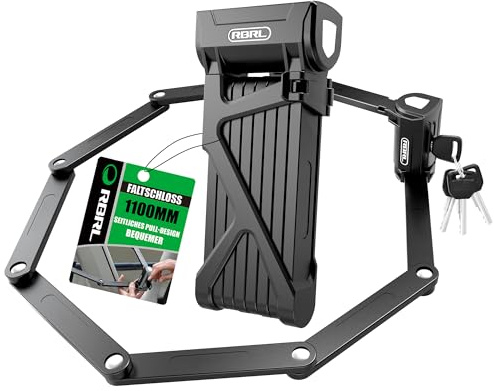 RBRL Folding Bike Lock, 3.6ft Heavy Duty Anti Theft, Hardened Steel 8mm Chain Lock with 4 Keys for Ebikes, Scooters, Motorcycles & MTB