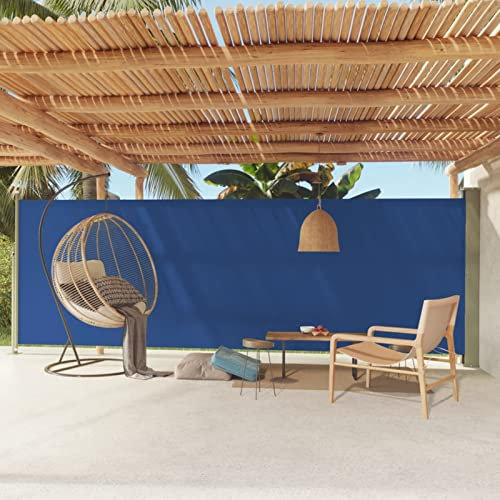 ZEYUAN Seitenmarkise Ausziehbar, Windschutz Terrasse, Balkon Windschutz, Balkon Sichtschutz, Sichtschutz Zaun, Sichtschutzzaun, Markise Balkon, Sichtschutzwand, 180x600 cm Blau