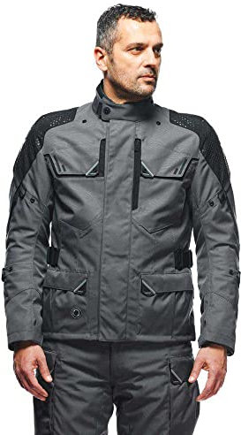Dainese - Ladakh 3L D-Dry Jacket, Giacca Moto Touring Impermeabile, Protezioni su Spalle e Gomiti, 4 stagioni, Giacca da Moto per Uomo, Iron-Gate/Nero, 44