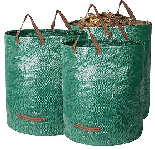 Diealles Shine 3X 272L Sacchi Giardinaggio, Sacchi per Rifiuti da Giardino con 3 Maniglie, Autoportante, Impermeabile, Sacco Raccogli Foglie Durevole Resistente alla Corrosione