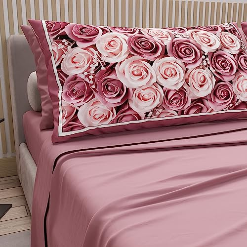PETTI Artigiani Italiani - Lenzuola in Cotone con Federe in Stampa Digitale, Lenzuola Letto Singolo, Completo Letto Singolo, Cipria, 100% Made in Italy