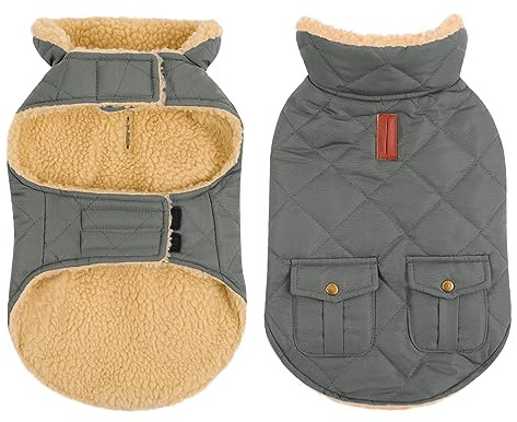 CITÉTOILE Warme Hundemantel Fleece Wintermantel für Hunde Grau XS | Hundebekleidung Hundejacke mit Geschirr Loch für Chihuahua Dackel, Outdoor Welpen Mantel für kleine mittel große Hunde