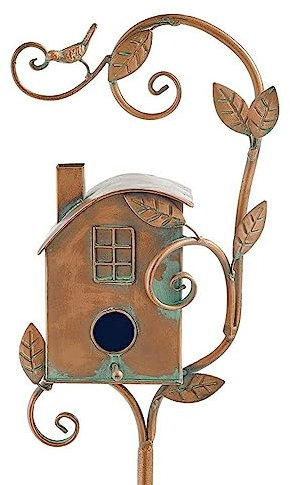 Hopbucan Metal Bird House, Easy Assembly, Garden Stake, Decorative