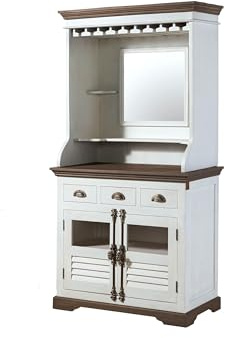 MASSIVMOEBEL24.DE Bar Mango weiß lackiert Toulouse #105 | 98x51x190 cm 75 kg Landhaus teilmontiert vollmassiv