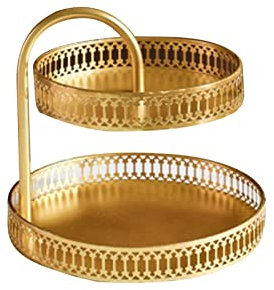OQHAIR Plateau à Fruits Double Couche Assiette de Fruits Cosmétiques Plateau de Rangement Bijoux Boucles d'oreilles Support de Support présentoir Organisateur (Couleur : A)
