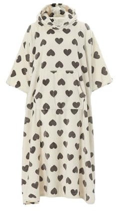 Sleep Snob Womens Oversized Blanket Hoodie Extra Long Fleece Wearable Blanket Poncho (Hearts, One Size)