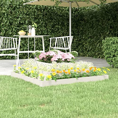 Camerina Pflanzkübel Weiß 110x110x27 cm Massivholz Kiefer Blumentopf Hoch Innen Pflanze Groß