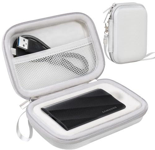 Lacdo Extern Hårddiskväska Skyddsfodral för Samsung T9 Portable Solid State Drives 1TB 2TB 4TB USB 3.2 External Hård EVA Vattentät Stötsäker Resväska, Grå