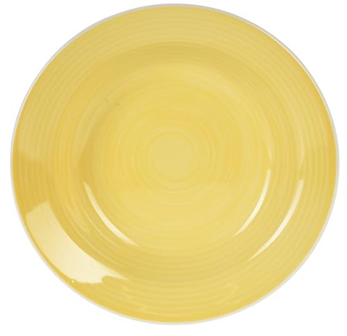Koopman Soup Plates Pasta Bowls Stoneware Round 8.5” Deep Dinner Plate Large Bowl for Serving Salad Soup Noodles Tableware Dishwasher & Microwave Safe, Pastel (Yellow)