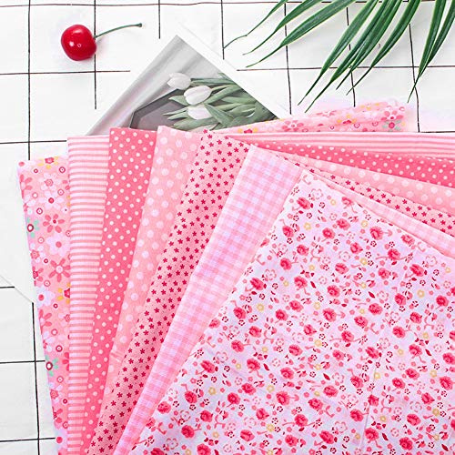 Baumwollstoff, 50 x 50 cm, gemischte Quadrate, vorgeschnittene Bettwäsche, Suite-Quarter-Bündel, gelbes Blumenmuster, Fat Quarter, Quilt-Stoffbündel zum Basteln, Heimdekoration, Nähen, 7 Stück (Rosa)