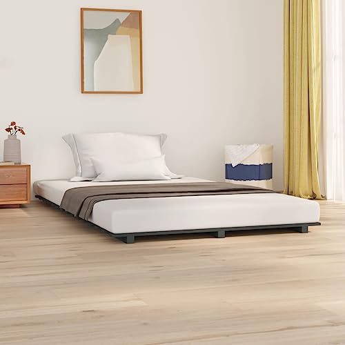 CKioict Palettenbett Modernes Bettgestell Jugendbett Massivholzbett Grau 120x200 cm KieferGeeignet für Gästezimmer, B&Bs, Schlafzimmer