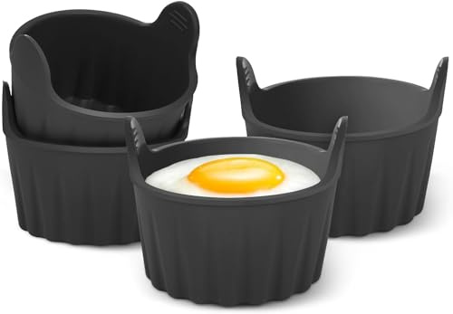 Air Fryer Egg Pochierer Lebensmittelqualität Air Fryer Egg Pochierer Silikon Eierform Auflaufförmchen für Luftfritteuse, Mikrowelle, pochierte Eier und Muffin-Kuchen (4 Stück)