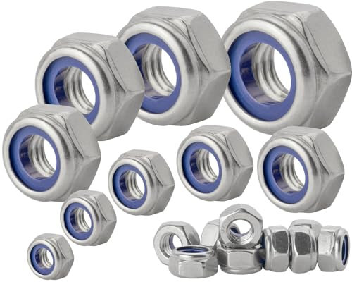 Selbstsichernde Muttern M8 10 Stück Edelstahl A2 V2A Stoppmuttern Sicherungsmuttern Sechskantmuttern Schraubenmuttern Edelstahlmuttern Außensechskant Mutter DIN 985