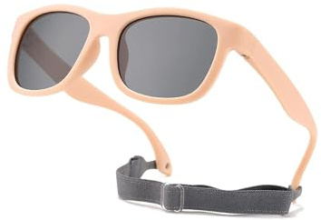 FOURCHEN Occhiali da sole polarizzati flessibili per bambini e neonati con cinturino, occhiali da sole per neonati e ragazzi, Rosa opaco.