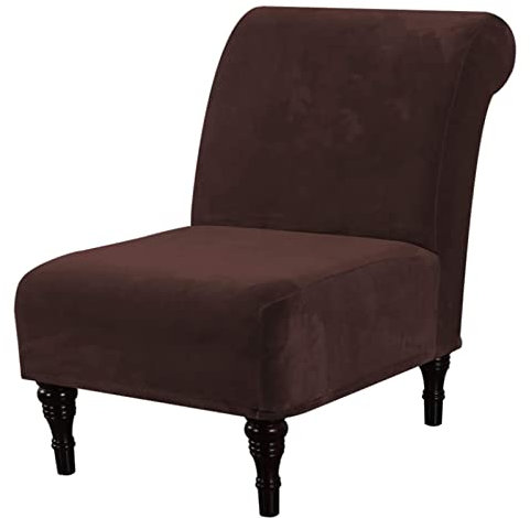 Mswborml Samt Sofabezug 1 Sitzer Ohne Armlehne, Universal Sesselhusse Cocktailsessel Ohne Armlehne, Stretch Sesselbezug Ohne Armlehnen Abnehmbar Armlose Stuhlschonbezüge Waschbar,Braun