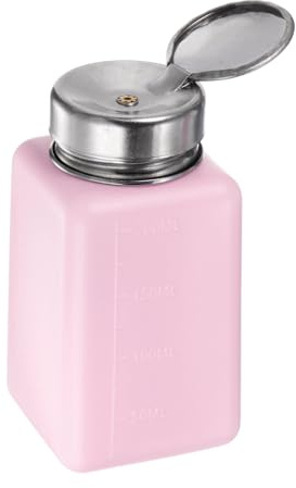 sourcing map Lösungsmittel-Alkoholspender, 200 ml, Push-Down-Flüssigkeitsspender, Pumpflasche mit Edelstahldeckel, für Aceton-Reiniger, Politurentferner, Rosa