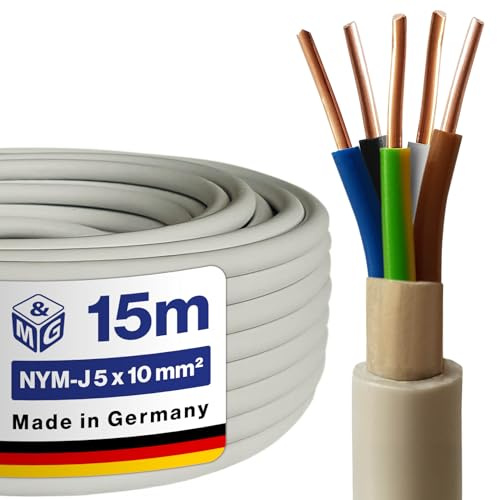 M&G Techno NYM-J 5x10 mm² Mantelleitung, 15m Feuchtraum Elektrokabel Grau