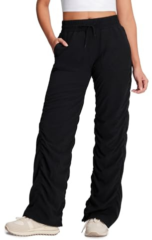 Yogipace Women's Petite Lightweight Dance & Studio Lined Pants, UPF 50+ Wrinkle Resistant Travel Hiking Pants, 28, Black, Size XL
