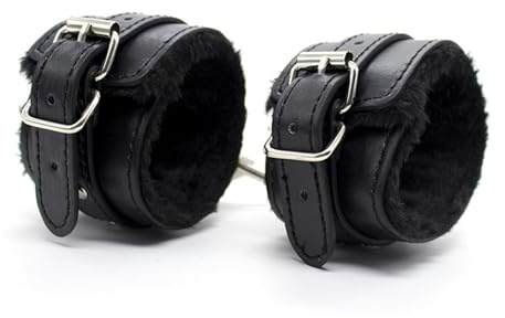 Soarvlorfy Extrem Bondage Handschellen/Fußschellen - Erotik Flirt Sex-Spielzeug aus Plüsch und Leder - Extrem Fesseln Hände und Füße Handcuffs Anklecuffs Fetisch Sexspiel für Paare,Schwarz,Hand