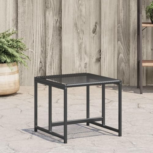 Somanki Gartenhocker 4 STK. Schwarz Poly Rattan, Balkon Hocker, Fusshocker Garten, Hocker Garten, Fußhocker Für Sessel, Gartenmöbel Hocker - 4008579
