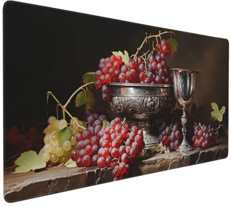 Gaming Mauspad XXL Traube Mousepad 1000x500x4mm Obst Verlängertes Mauspad Schreibtischauflage,Genähte Kanten Mauspad,Verbessert Präzision und Geschwindigkeit Wasserdicht Geeignet für Büro und Spiele