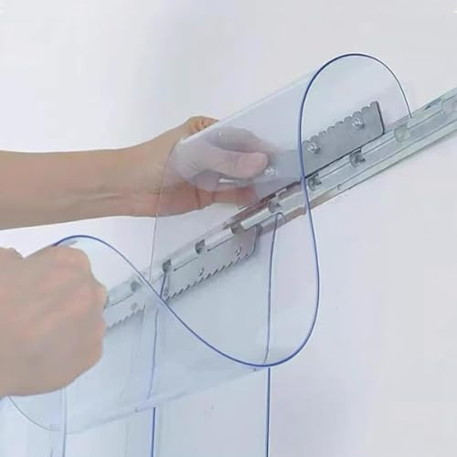 Misorat PVC Streifenvorhang Lamellen,Höhe150-300cm x Breite75-300cm Streifenvorhang Industrie Bausatz komplett vormontiert transparent für Ställe Paddocks Hallen,Höhe225cm-Breite135cm