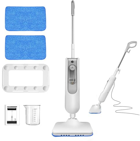 Steam Pocket Mop Hard Floor Cleaner, MultiPurpose Handheld Steam Cleaner with Rectangle Head, 2 Washable Pads, 400ML/13.53oz Tank, Lightweight, Easy Maneuvering, Powerful Steam