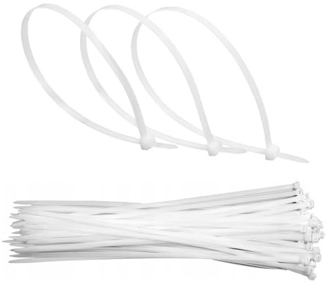 Cable Ties White 100/140/200/250/300mm Nylon Zip Tie Wraps Strong 11 Sizes for Home, Office and Industrial Use Multi-Purpose Cable Management (1000, 9 x 600mm)