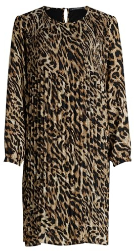Betty Barclay Dam veckad klänning långärmad, Svart/beige, 42