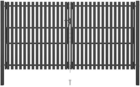 Metal Garden Gate, Swing Garden Fence Gate Steel 4x2.5 m Anthracite