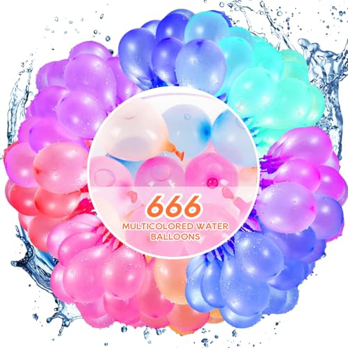 666 PCS Ballon d'eau, Bombe a Eau Ballon, Bombes à Eau à Fermeture Automatique, Ballons D'eau Color, Ballons D'eau avec Fermeture Automatique, Bombe à Eau ballon Colorés pour Enfant et Adulte