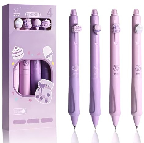 Cadimus 4 Stück Radierbarer Kugelschreiber,Gelstifte radierbar Set,Erasable Pen,mit Eiscreme Kuchen Muster,Kugelschreiber radierbar für Schul Bürobedarf Geschenk zum Schulanfang(0,5mm Blau tinte)