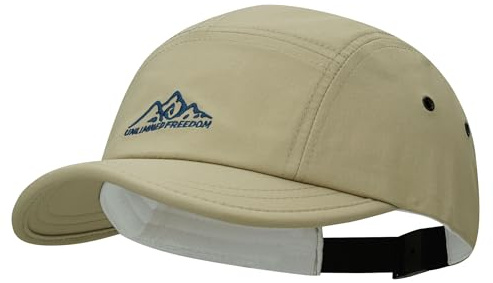 Clakllie Quick Dry Short Brim Basecap Wasserdicht 5 Panel Running Cap Verstellbar Baseball Cap mit Kurzem Schirm Trucker Caps,BSSD2550-Beige