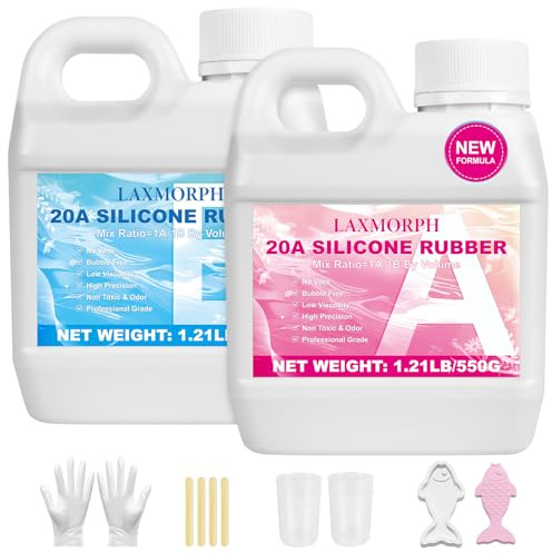 Laxmorph Kit de Moulage en Silicone Platine Liquide 1:1-20A - 1,1KG Transparent Non Toxique - pour Création de Moule à Résine, Bougies, Savon, Sculptures - Facile à Utiliser