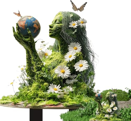 Fairy Garden Stakes, Bohemian Style Garden 2D Flat Decor, Tree Man Fairy Earth Goddess Elves Acrylic Flower Pot Stake Ground Insert Ornaments for Pot Plants Yard Lawn Patio Countyard Decor