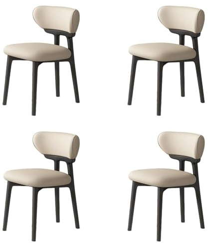 Set di 2/4/6 sedie da pranzo in legno, comoda seduta imbottita, tappezzeria facile da pulire, elegante nero e beige per tavolo da cucina, perfetto per mobili di casa e sala da pranzo