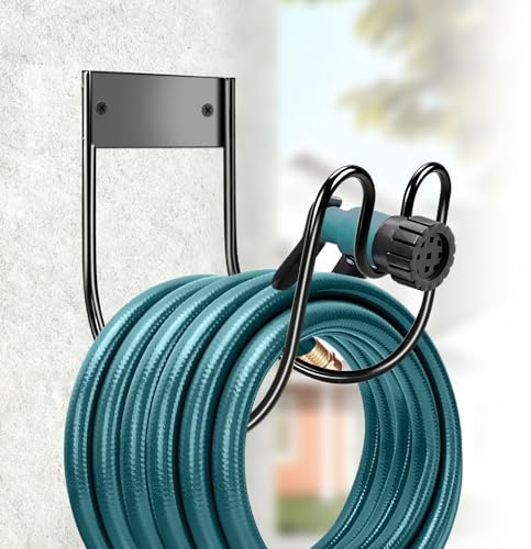 Soporte de manguera de pared de acero inoxidable para manguera de jardín, soporte para manguera de agua, cable de extensión