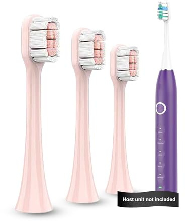 YTEATH PRO Y08U Lot de 3 têtes de rechange pour brosse à dents électrique, poils doux et durables, nettoyage en profondeur, rose