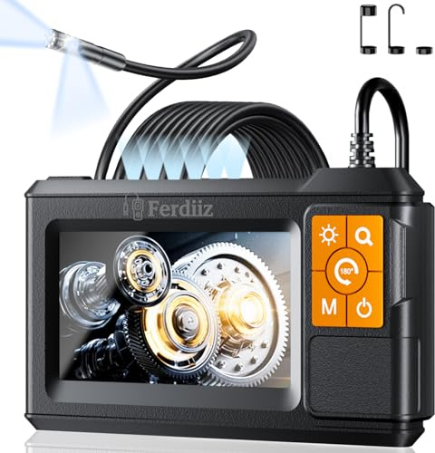 Dual-Lens Borescope with Light, Endoscope Camera with Light with 4.3 IPS Screen,1920P HD with 8 LED Lights,16.4ft Semi-Rigid Cable and Back LED Light,IP67 Waterproof Borescope, Cool Gadgets for Men