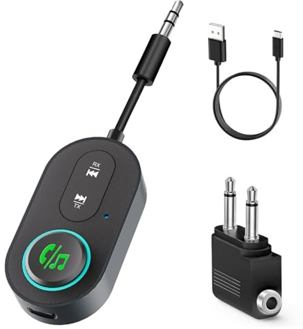 Bluetooth Sender Bluetooth Adapter 5.3, 2 in 1 Bluetooth Transmitter Empfänger,AUX Blue-Tooth Adap-TER für 2 Kopfhörer wie Airpods,Bluetoo th Adapter Klinke 3,5 für Kopfhörer,Auto, Audio System,TV