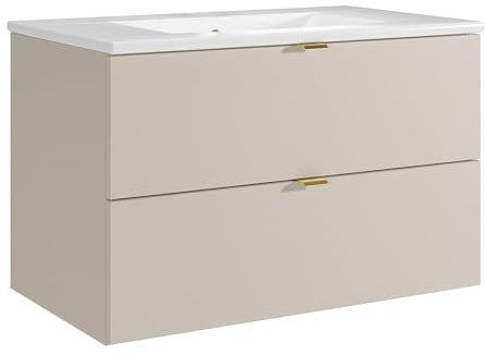 Vente-unique - Meuble de Salle de Bain Suspendu avec Vasque à encastrer - Beige - 80 cm - Lavena