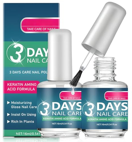 3 Days Nail Care, 2pcs Nail Care Oil with Keratin Amino Acid Formula, Daily Strengthening Nourishment - Fast Strengthening & Hydrating for Dry, Weak & Fragile Nails
