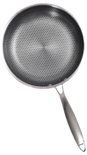 BESPORTBLE Sartén de Acero Inoxidable 28 Cm Fondo Panal Antiadherente, Sartén para Cocinar Huevos y Bistec, Apta para Cocina Eléctrica, Inducción y Camping