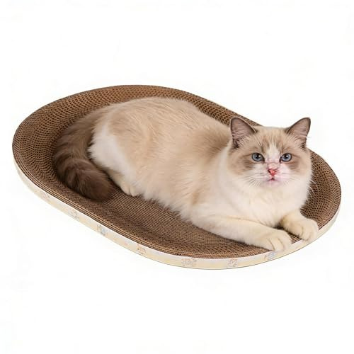 Katzenkratzplatte - ovale Wellpappe Möbelschutz,Angenehme Kratzmöbel Kratzmatte Für Katzen,Für Kleine und Katzen Spielen Schlaf Bereicherung Innen Außen Ecke Boden
